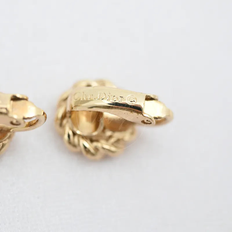 [Pre-owned] Dior Gold Metal Swirl Earclips