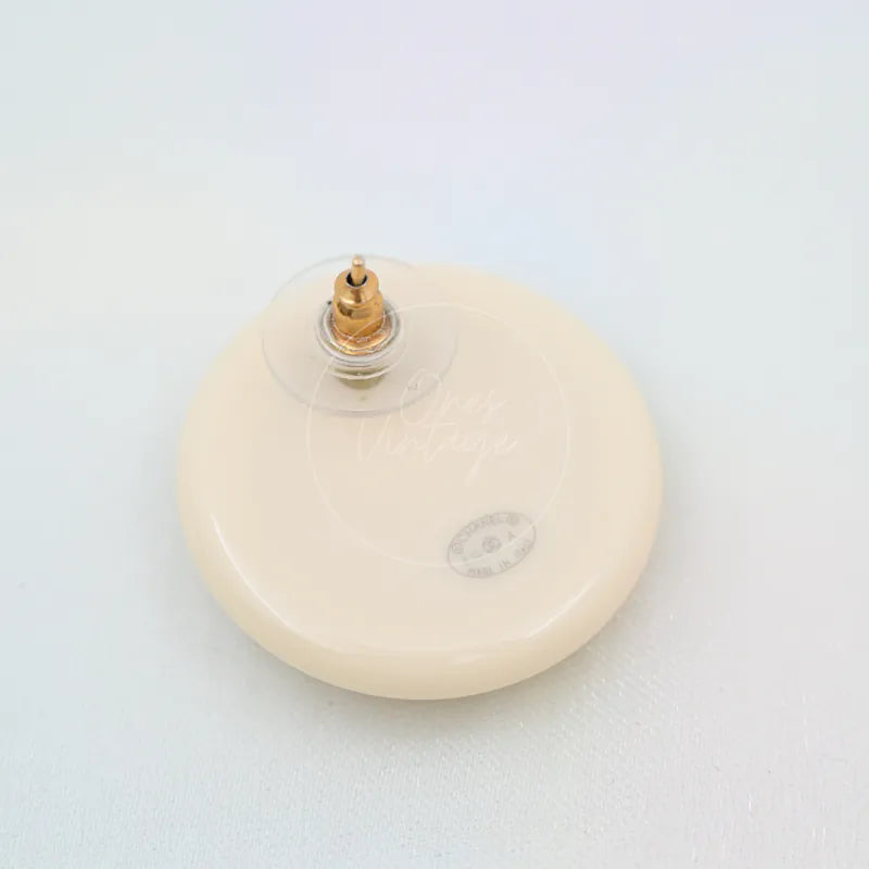 [Pre-owned] Chanel White Gold Plated Stud Fashion Earrings