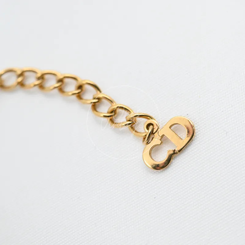 [Pre-owned] Christian Dior CD Logo Rhinestone Necklace