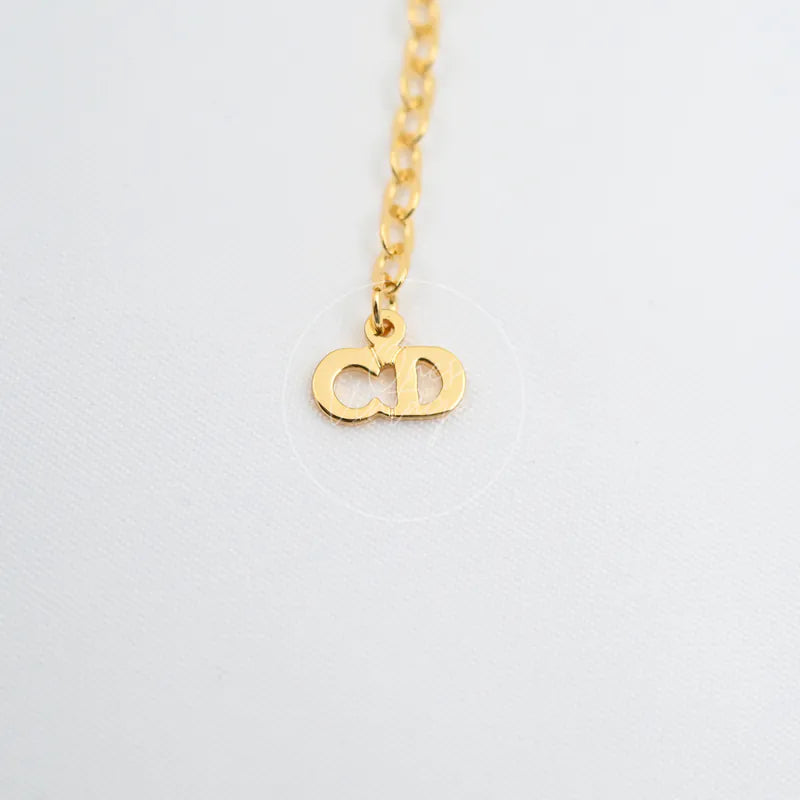 [Pre-owned] Christian Dior Crystal-embellished Logo-pendant Necklace