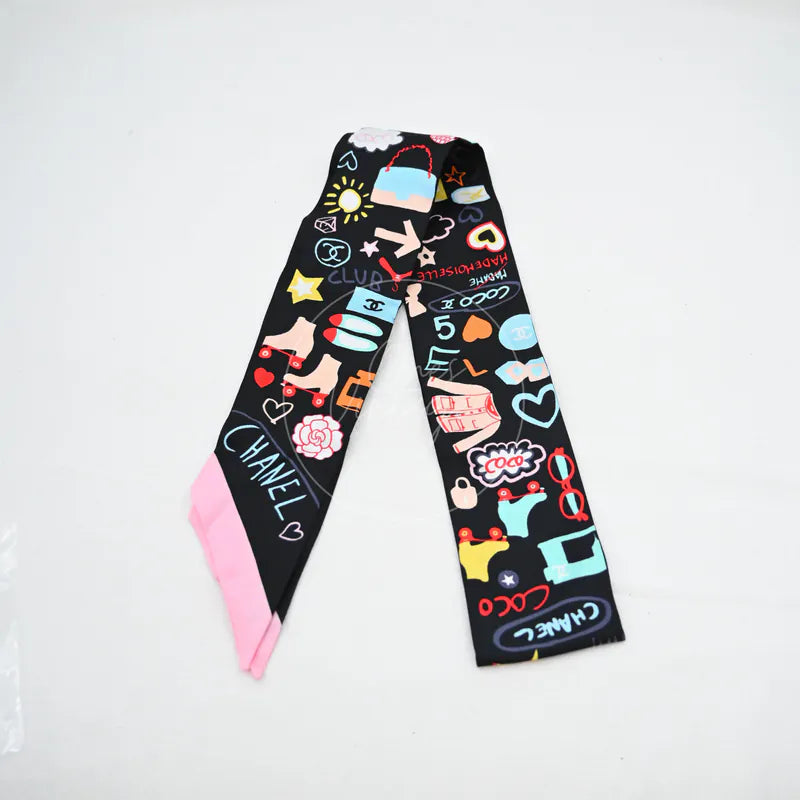 [Pre-owned] Chanel Silk Twilly CC Mark Scarf