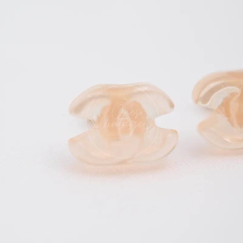 [Pre-owned] Chanel CC Logo Earrings Coral Pink