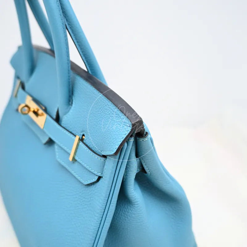 [Pre-owned] Hermes Birkin 30 Blue Paon Togo GHW Stamp Square R
