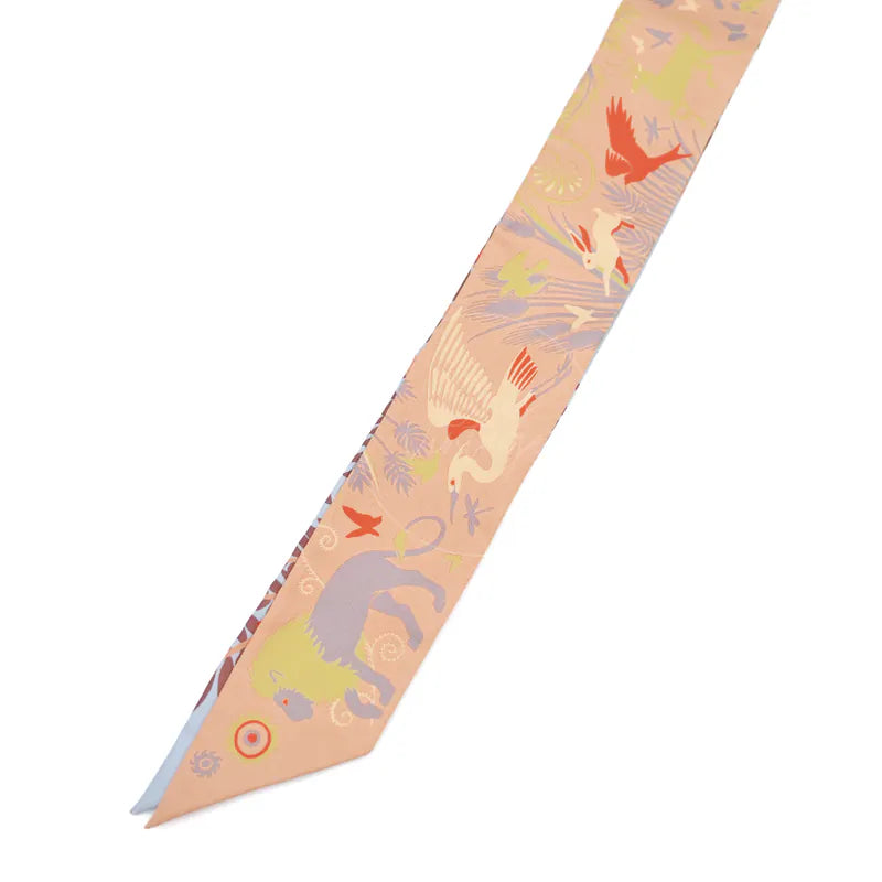 [Brand New]Hermes Sous le Charme d'Orphee Ciel Beige Rose Vermillon Twilly