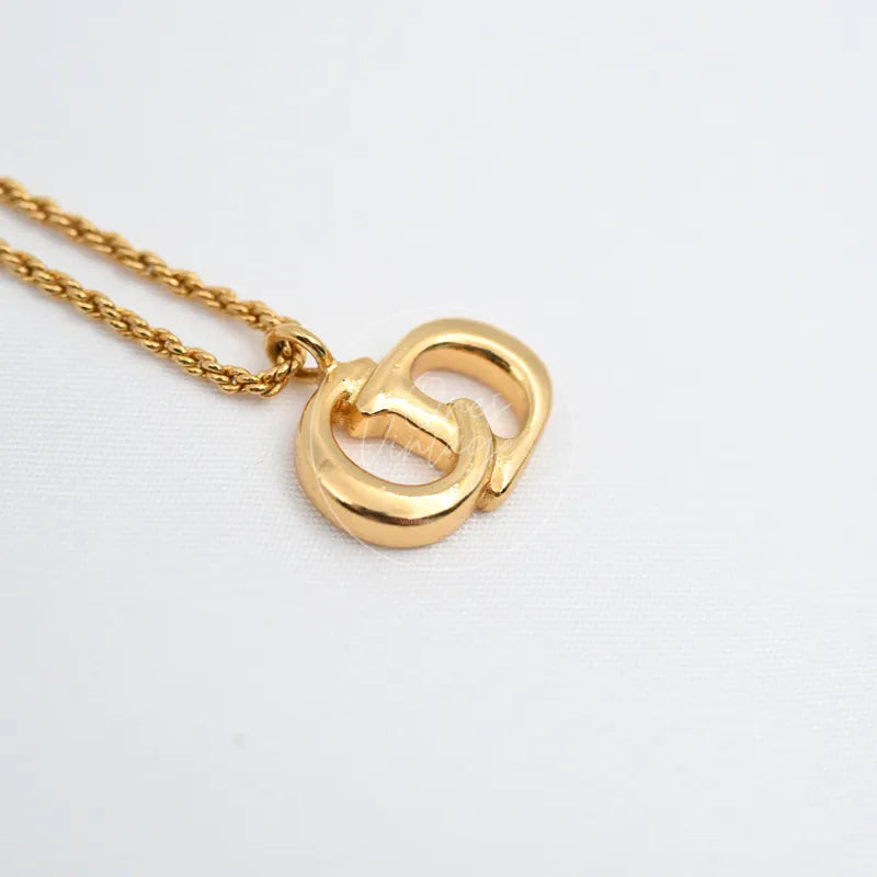 [Pre-owned] Dior Out-of-print Carriage CD logo Gold Necklace