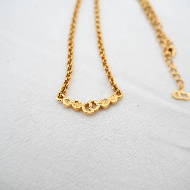 [Pre-owned] Christian Dior CD Logo Rhinestone Necklace