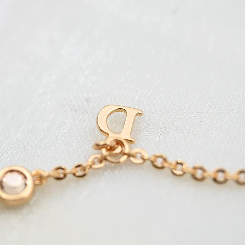 [Pre-owned] Christian Dior Gold Tone Heart Dior Motif Necklace
