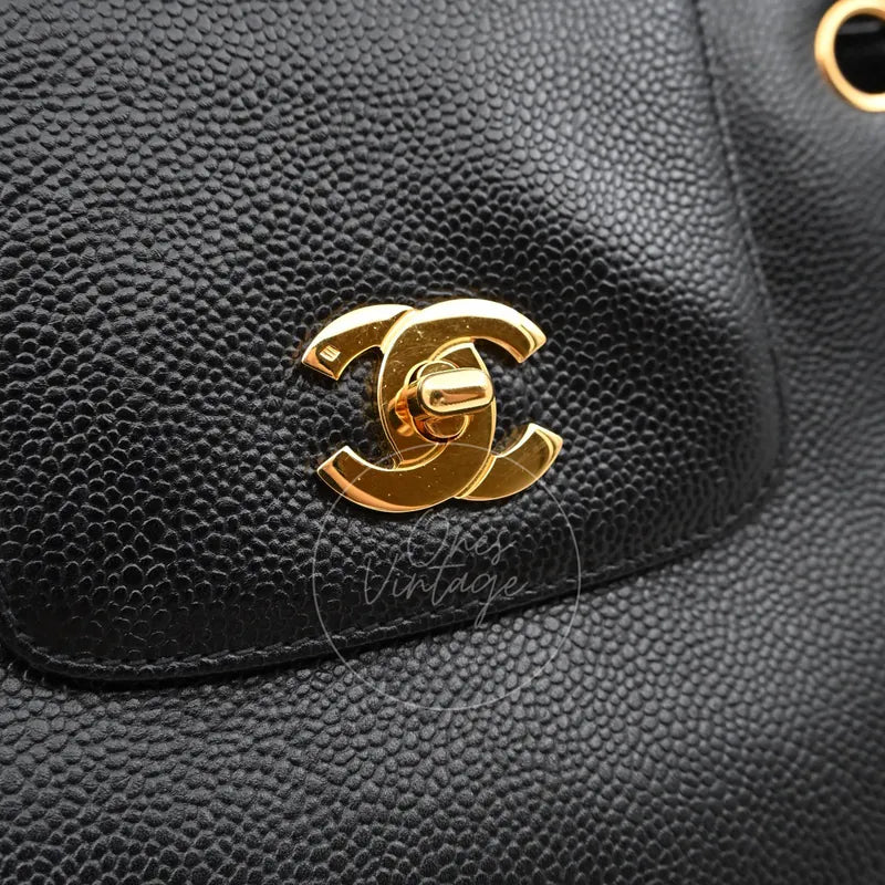 [Pre-owned] Chanel Black Caviar Supermodel Vintage Tote Bag
