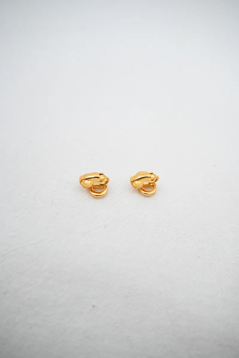 [Pre-owned] Christian Dior CD Logo Gold Earrings