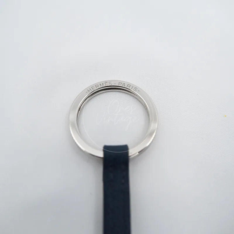 [Pre-owned] Hermes Basketball Blue & White Evercolor Key Ring Bag Charm