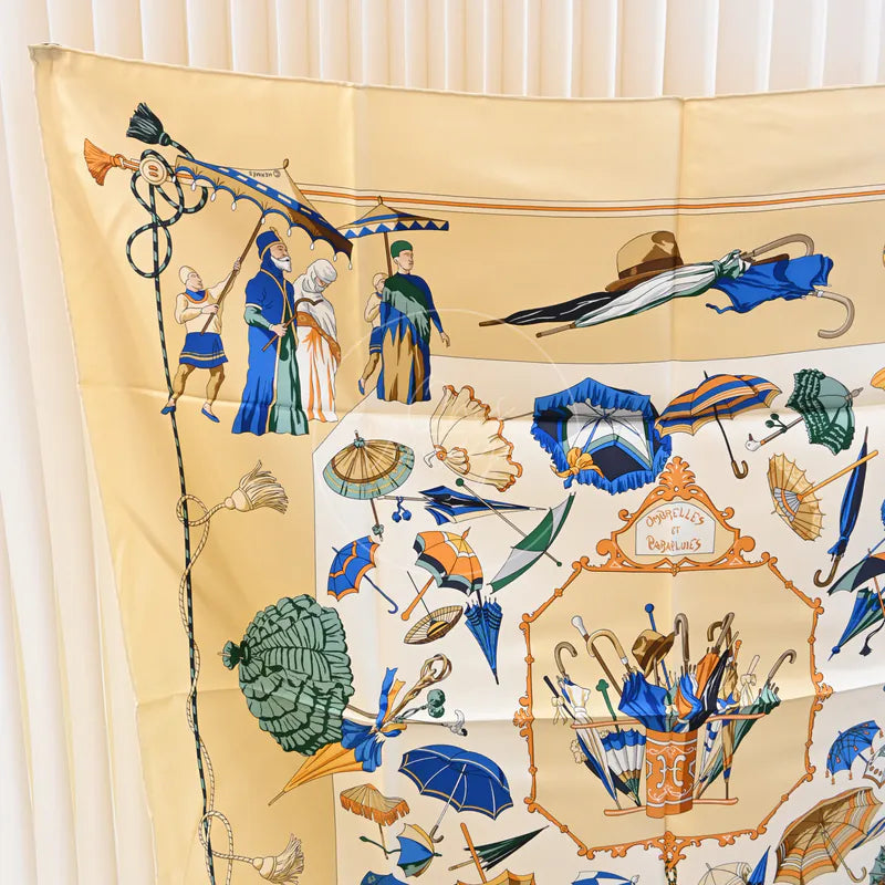 [Pre-owned] Hermes Beige & Multicolor Silk Scarf