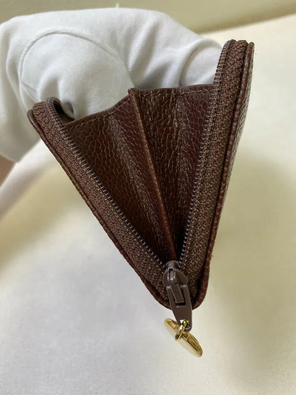 [Pre-owned] Chanel Vintage CC Mark Zip Wallet Red Caviar Series 5