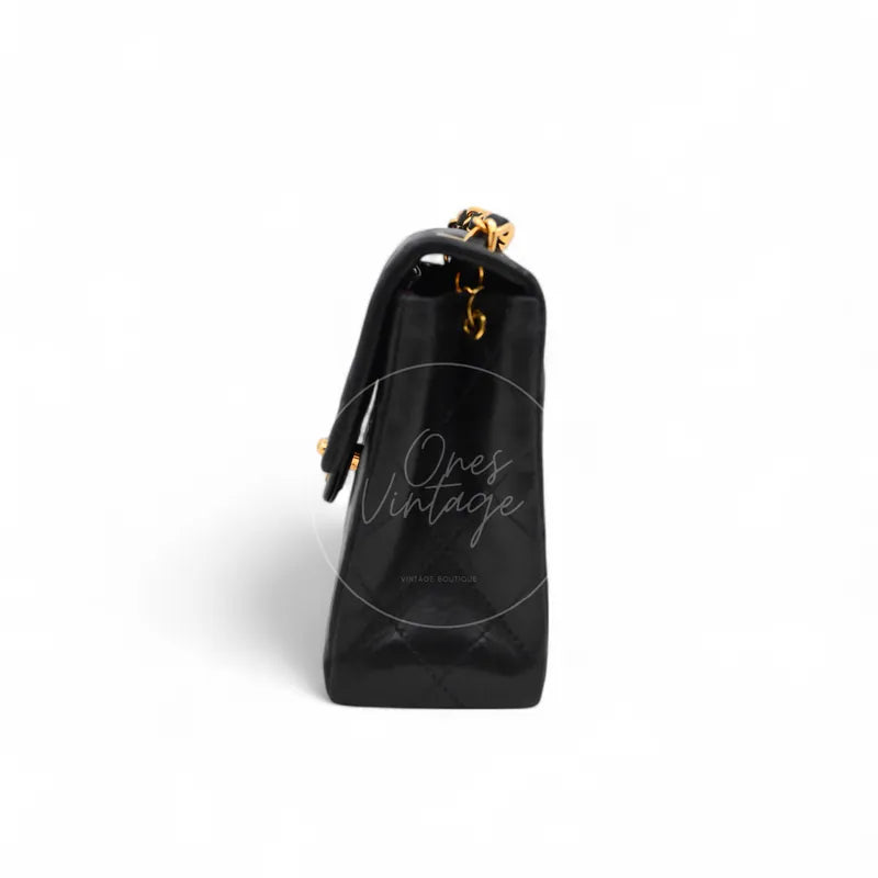 [Pre-owned] Chanel Vintage Black Lambskin Mini Square Single Flap Bag