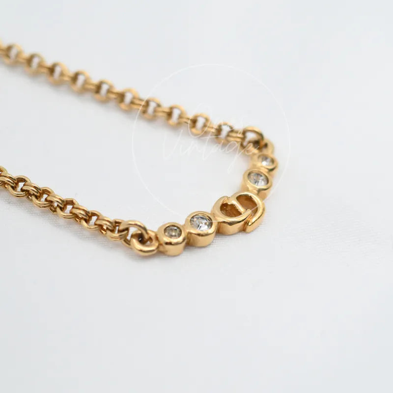 [Pre-owned] Christian Dior CD Logo Rhinestone Necklace