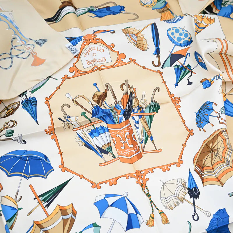 [Pre-owned] Hermes Beige & Multicolor Silk Scarf