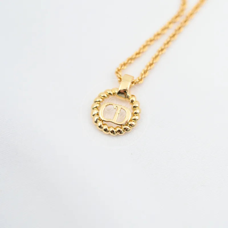 [Pre-owned] Christian Dior Enamel Detail CD Pendant Necklace