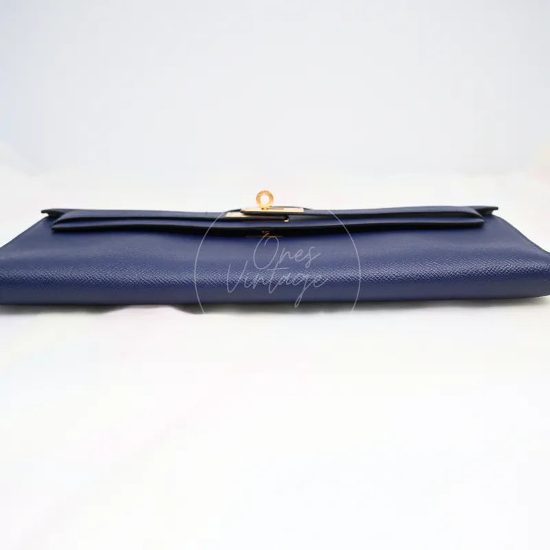 [Pre-owned] Hermes Kelly Cut Clutch Bleu Saphir Epsom GHW Stamp X