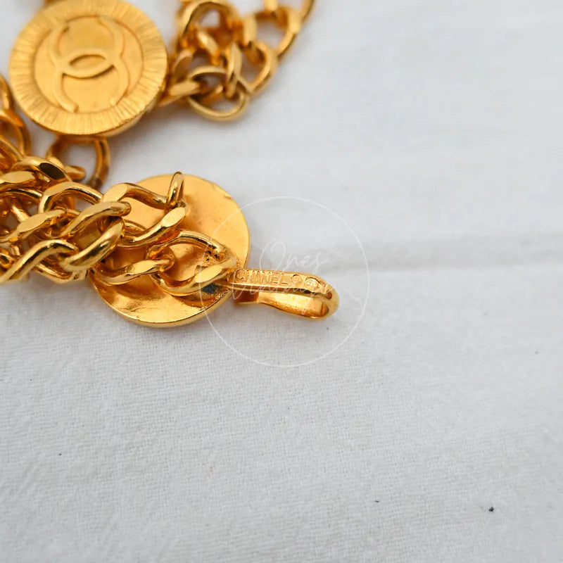 [Pre-owned] Chanel Chain CC Medallion Gold Belt