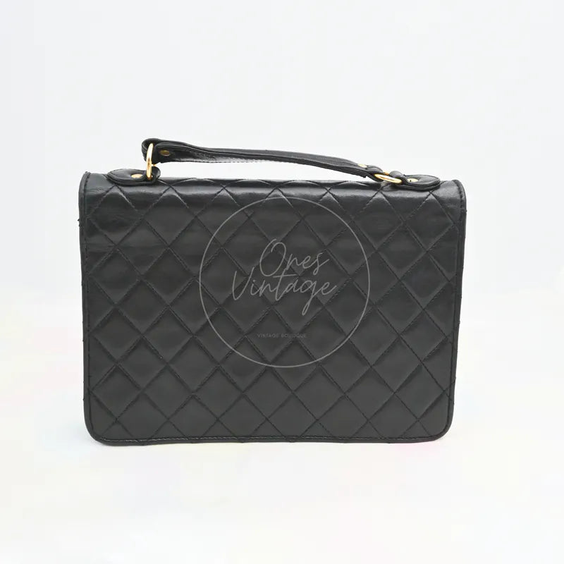 [Pre-owned] Chanel Black Quilted Aged Calfskin Mini Kelly