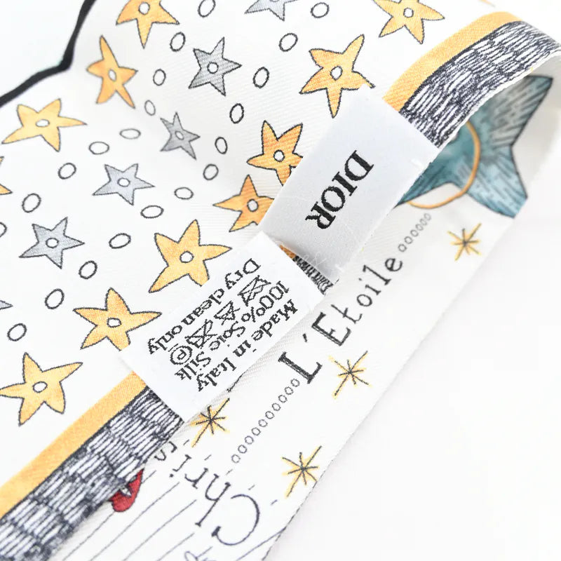 [Pre-owned] Christian Dior White Silk L'Etoile Tarot Twilly