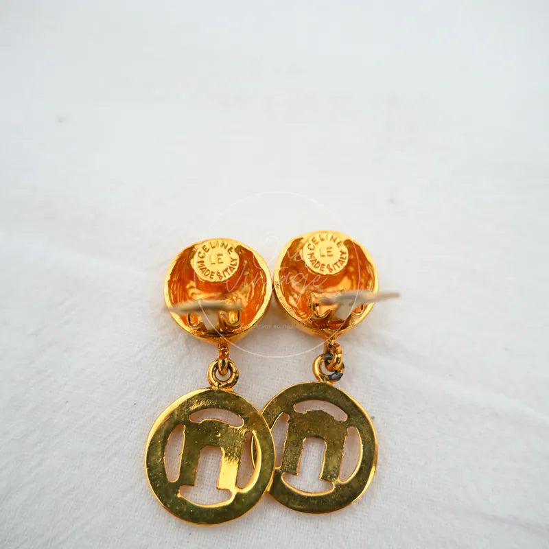 [Pre-owned] Celine Vintage Gold Earrings