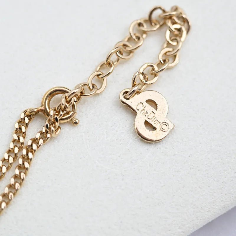 [Pre-owned] Dior Vintage 80s CD Logo Rhinestone Necklace