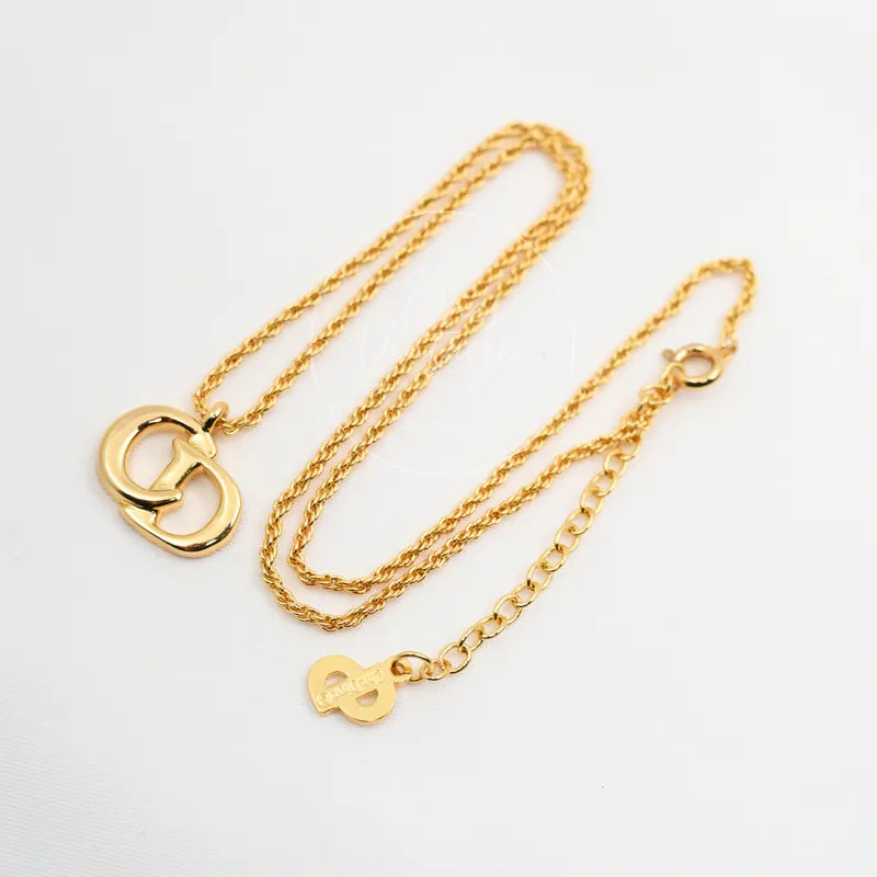 [Pre-owned] Christian Dior CD Logo Gold Necklace