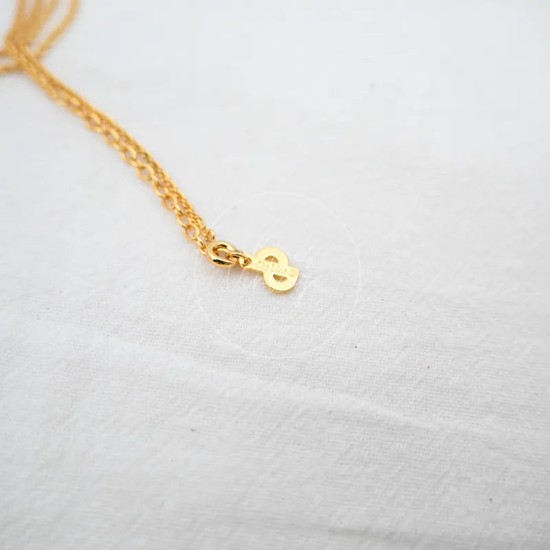 [Pre-owned] Christian Dior CD Logo Gold Necklace