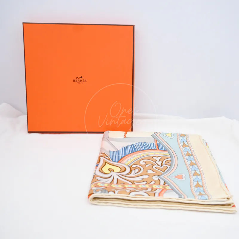[Brand New] Hermes Harnais de Coeur Scarf 90