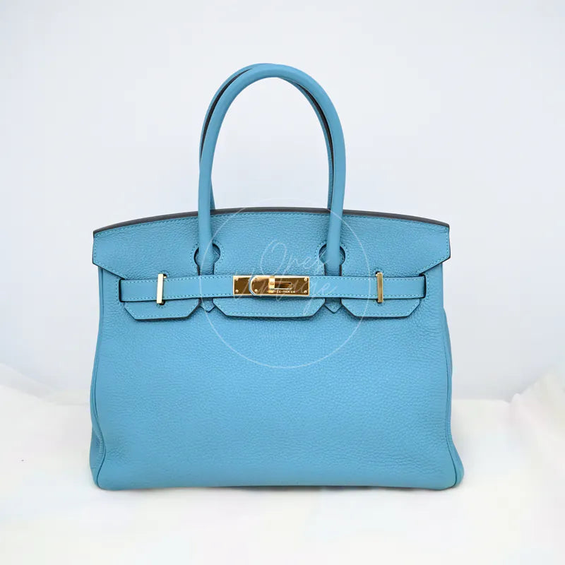 [Pre-owned] Hermes Birkin 30 Blue Paon Togo GHW Stamp Square R