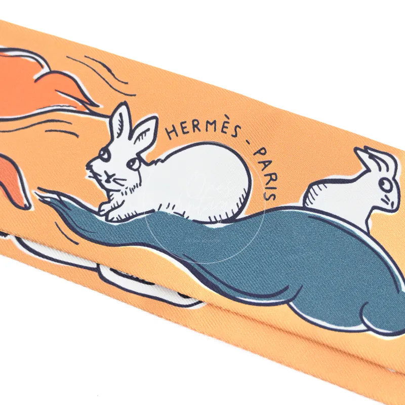 [Brand New]Hermes Mille et Un Lapins Twilly