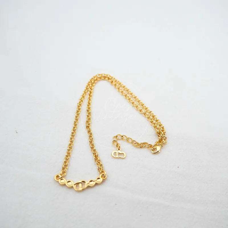 [Pre-owned] Christian Dior CD Logo Rhinestone Necklace
