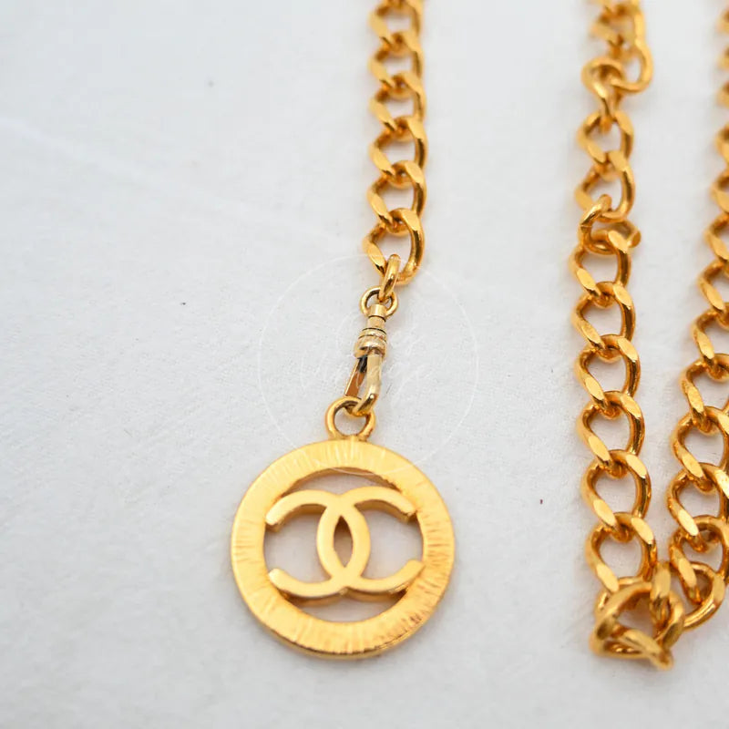 [Pre-owned] Chanel Chain CC Medallion Gold Belt