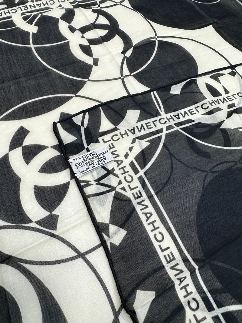 [Pre-owned] Chanel Scarf Petit Carre CC In Cotton And Silk