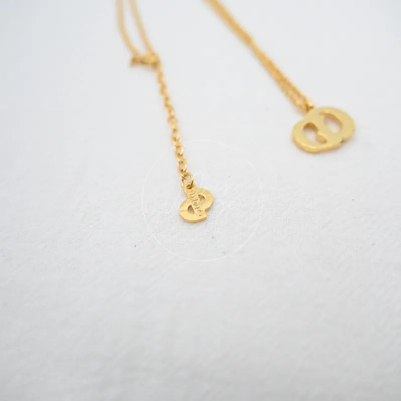 [Pre-owned] Christian Dior CD Logo Gold Necklace
