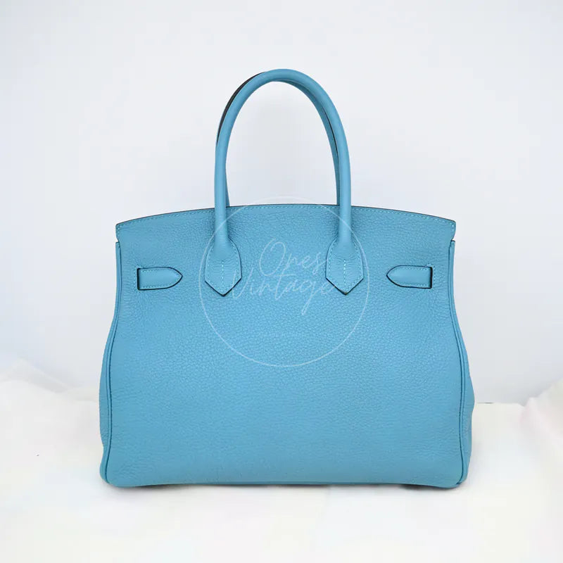 [Pre-owned] Hermes Birkin 30 Blue Paon Togo GHW Stamp Square R