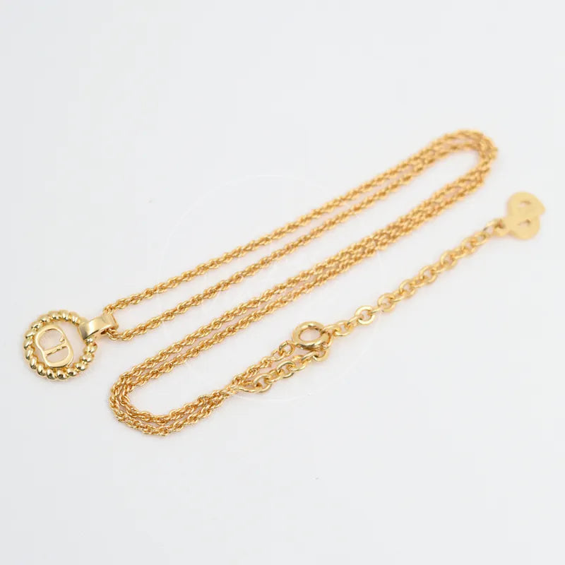 [Pre-owned] Christian Dior Enamel Detail CD Pendant Necklace