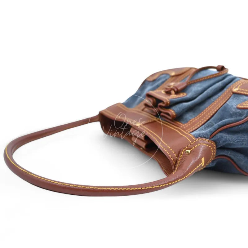 [Pre-owned] Celine Blason Triomphe Logo Denim Shoulder Bag