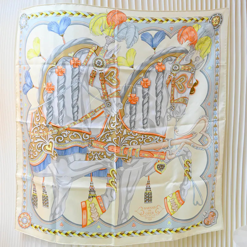 [Brand New] Hermes Harnais de Coeur Scarf 90