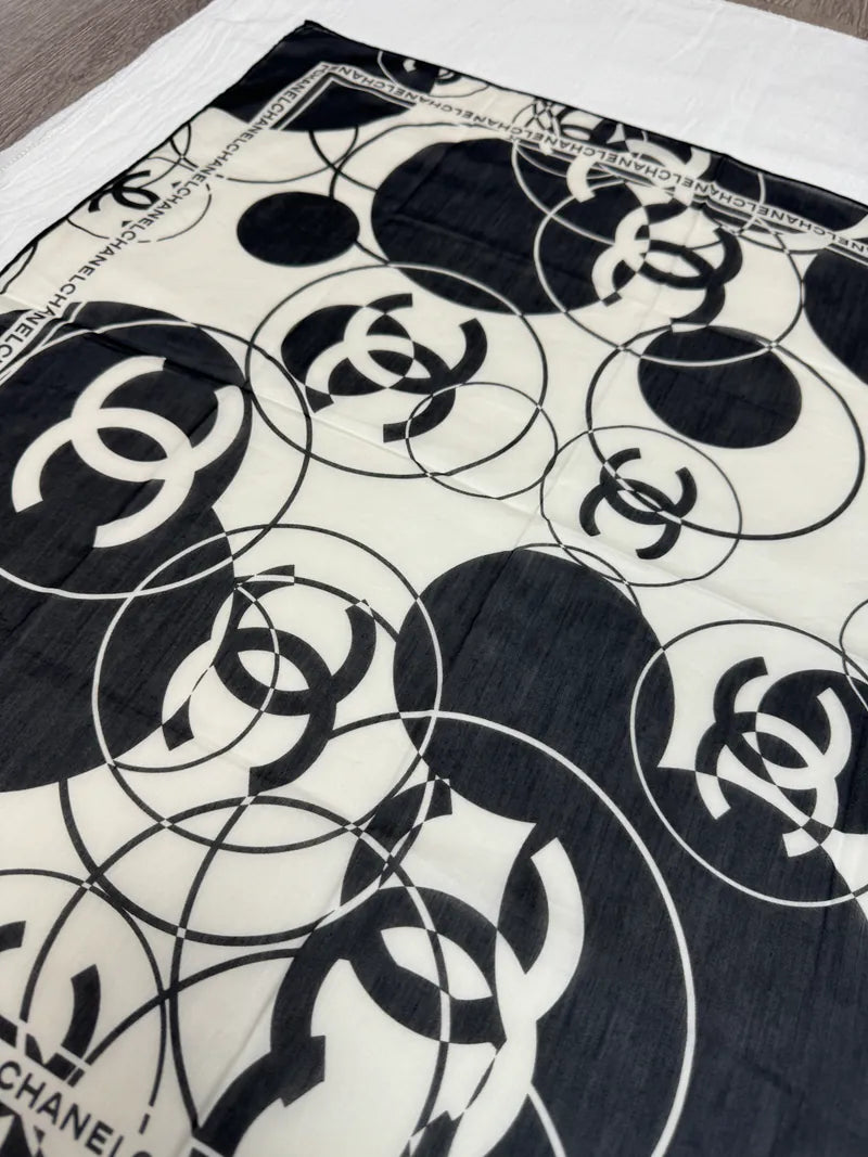[Pre-owned] Chanel Scarf Petit Carre CC In Cotton And Silk