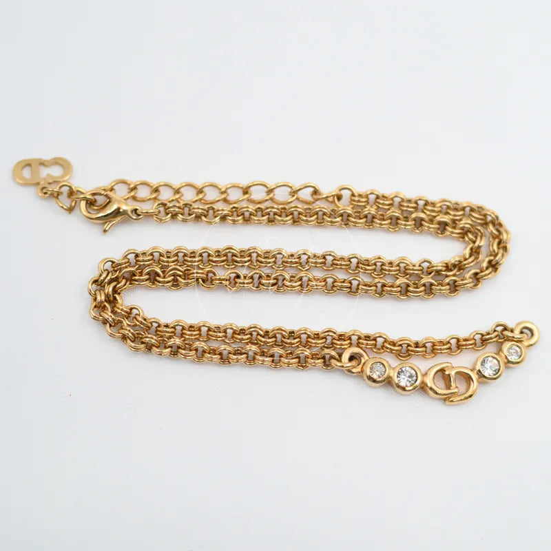 [Pre-owned] Christian Dior CD Logo Rhinestone Necklace