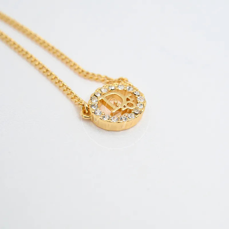 [Pre-owned] Christian Dior Crystal-embellished Logo-pendant Necklace