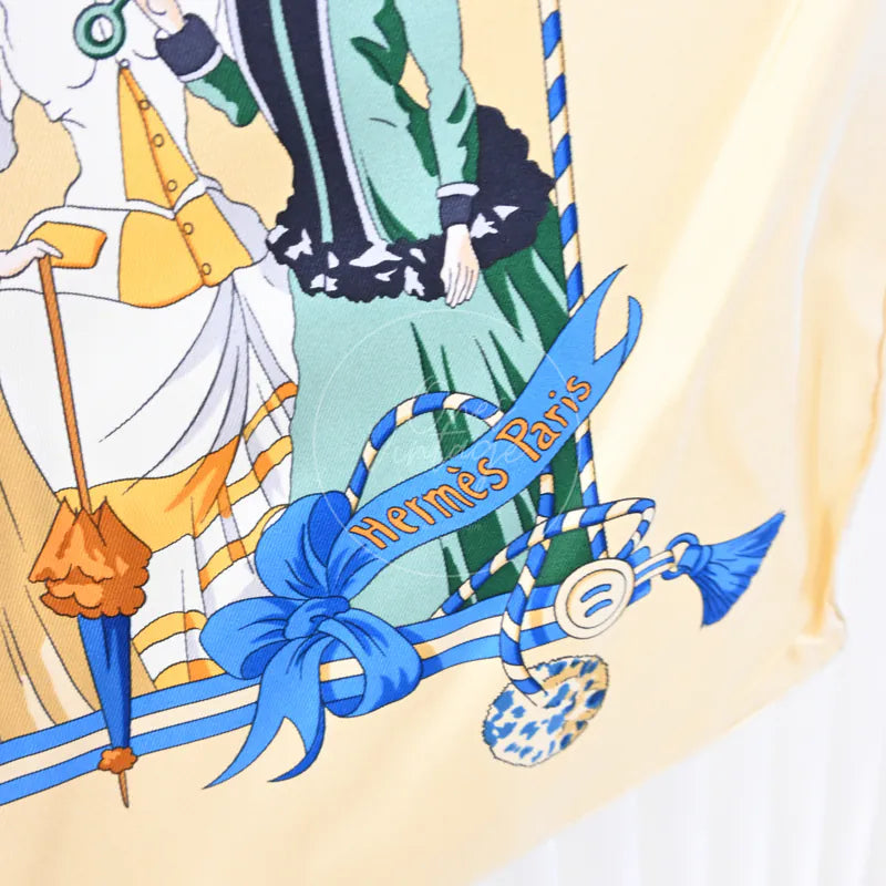 [Pre-owned] Hermes Beige & Multicolor Silk Scarf