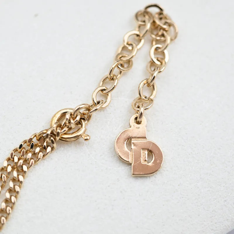 [Pre-owned] Dior Vintage 80s CD Logo Rhinestone Necklace