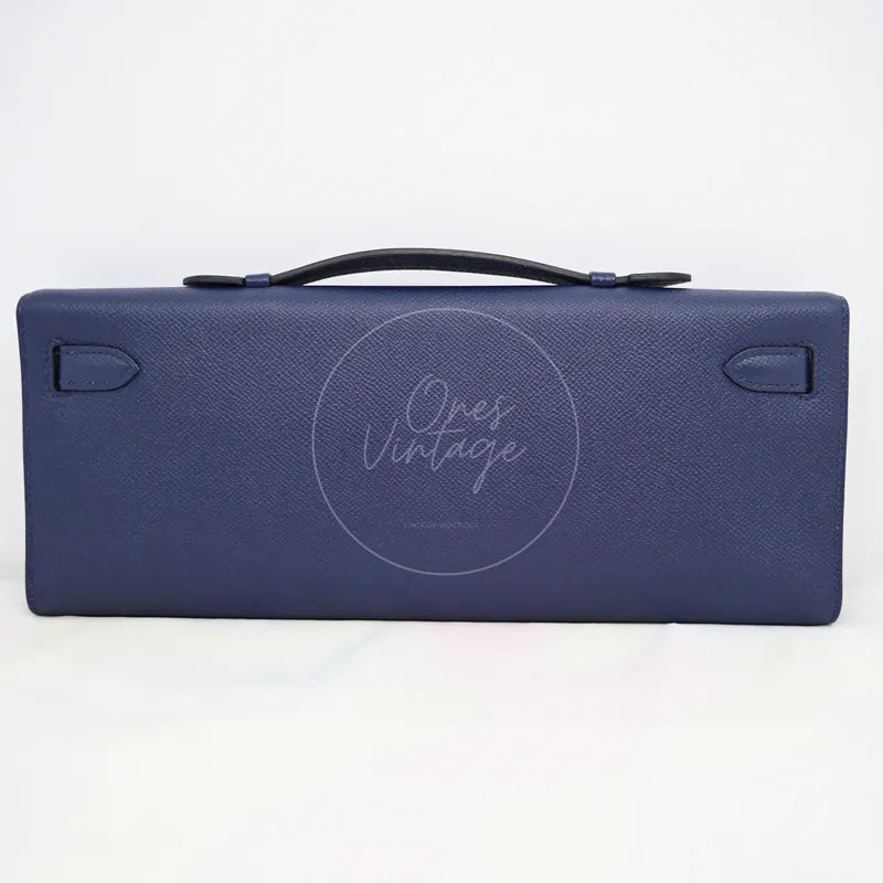 [Pre-owned] Hermes Kelly Cut Clutch Bleu Saphir Epsom GHW Stamp X
