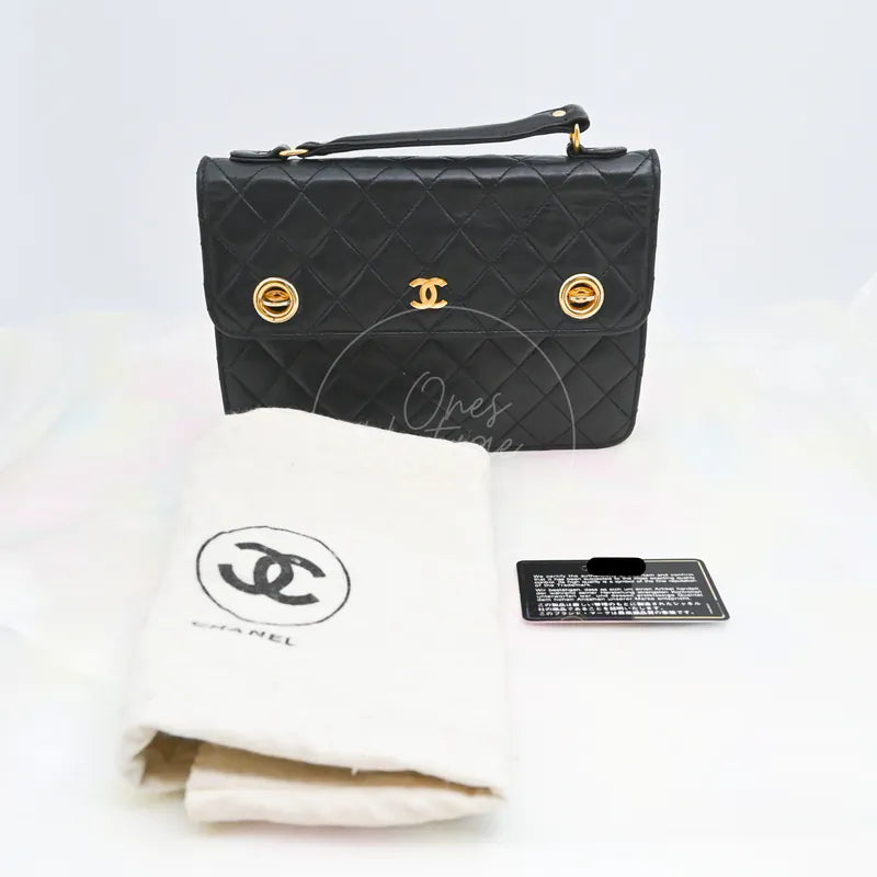 [Pre-owned] Chanel Black Quilted Aged Calfskin Mini Kelly