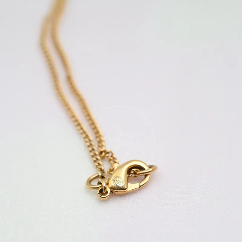 [Pre-owned] Chanel CC Mark Textured Logo Gold Necklace