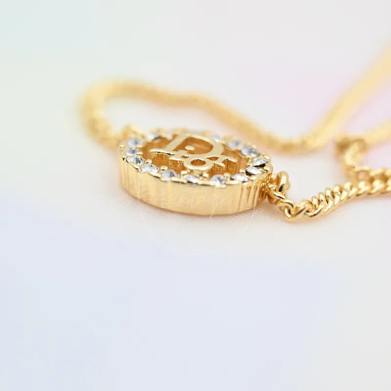 [Pre-owned] Christian Dior CD Rhinestone Necklace