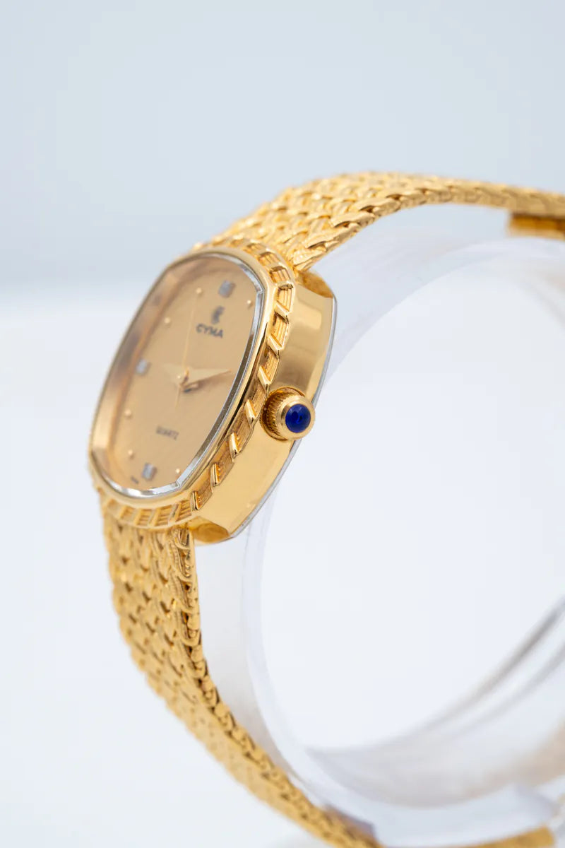 [Pre-owned] CYMA Vintage Yellow Gold Plated Square Dial Quartz Watch