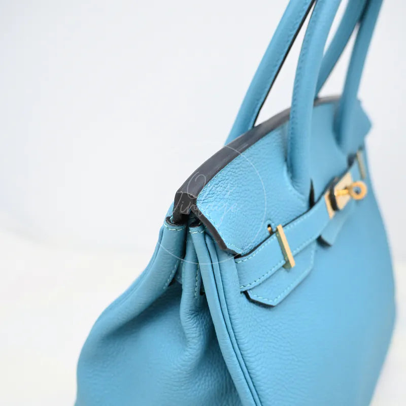 [Pre-owned] Hermes Birkin 30 Blue Paon Togo GHW Stamp Square R
